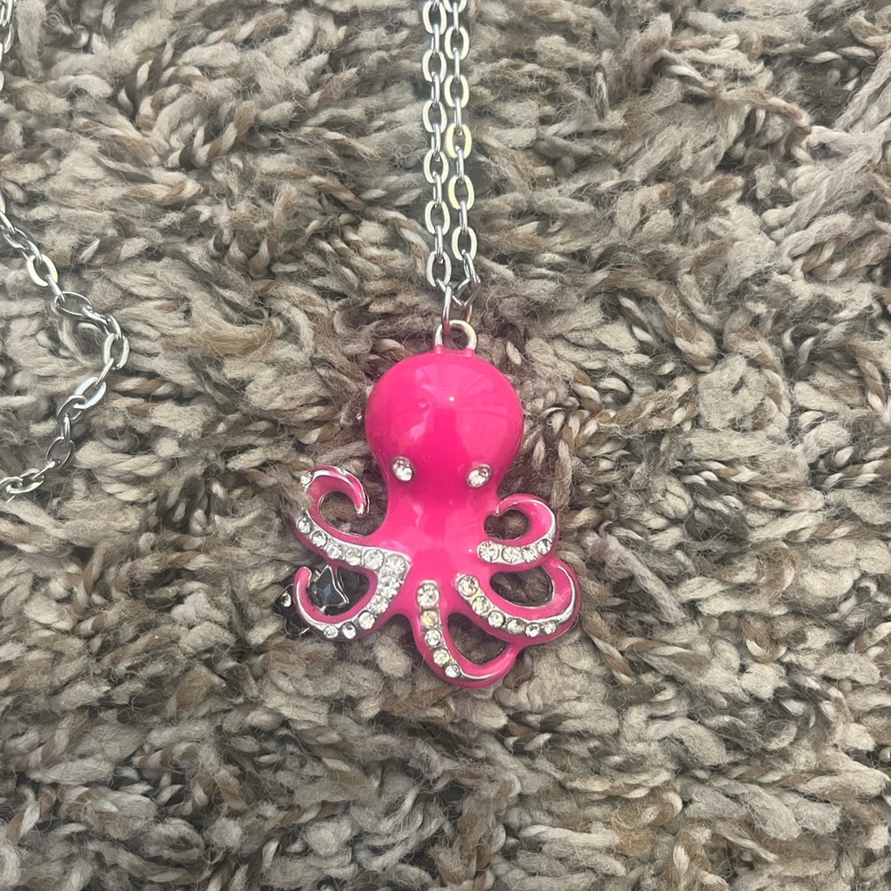 Pink Octopus Pendant Necklace